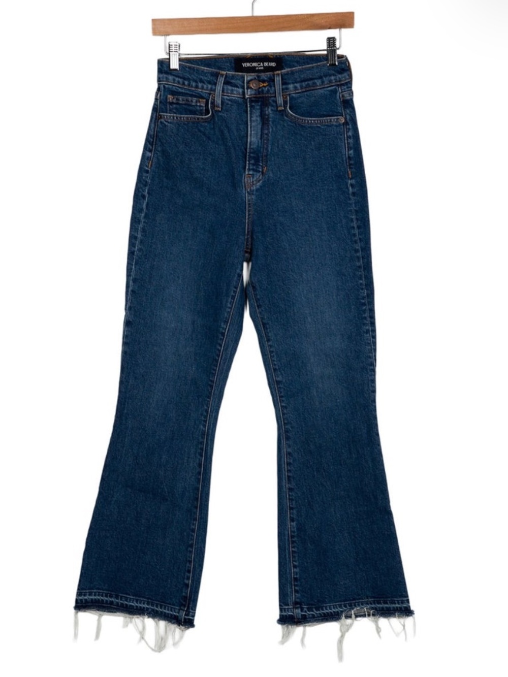 Veronica Beard Dark Blue High-Rise Wide Leg Jeans